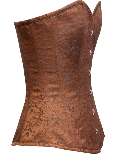 Corsage Vollbrust Brokat Braun